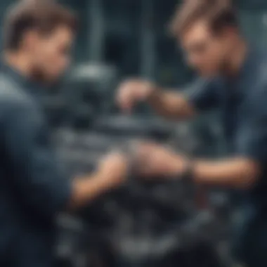 Auto Labor Expert inspecting engine