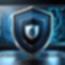 A secure digital shield representing protection against cyber threats.