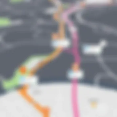 Map displaying various route options with traffic updates