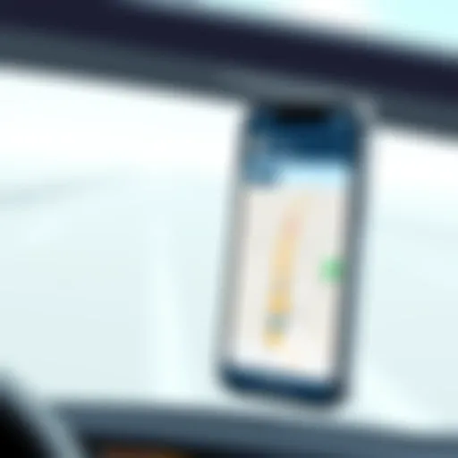 User interface of a navigation app showcasing real-time routing