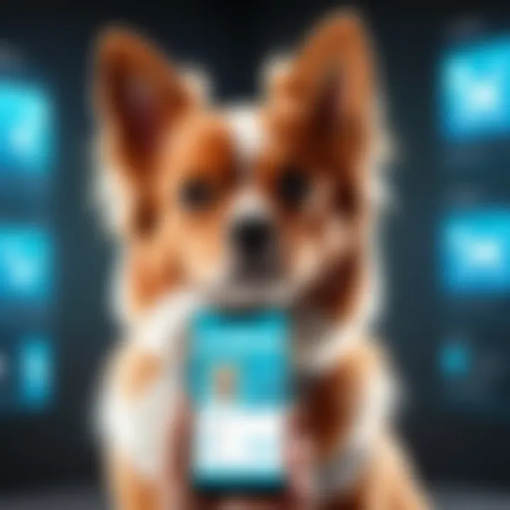 Mobile dog grooming app interface showcasing various features