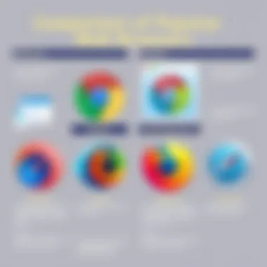 An illustrative comparison of popular web browsers showing their unique features and functionalities
