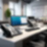 A modern office setting showcasing a small business utilizing internet phone systems.