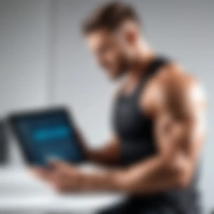 A personal trainer analyzing client performance data on a tablet