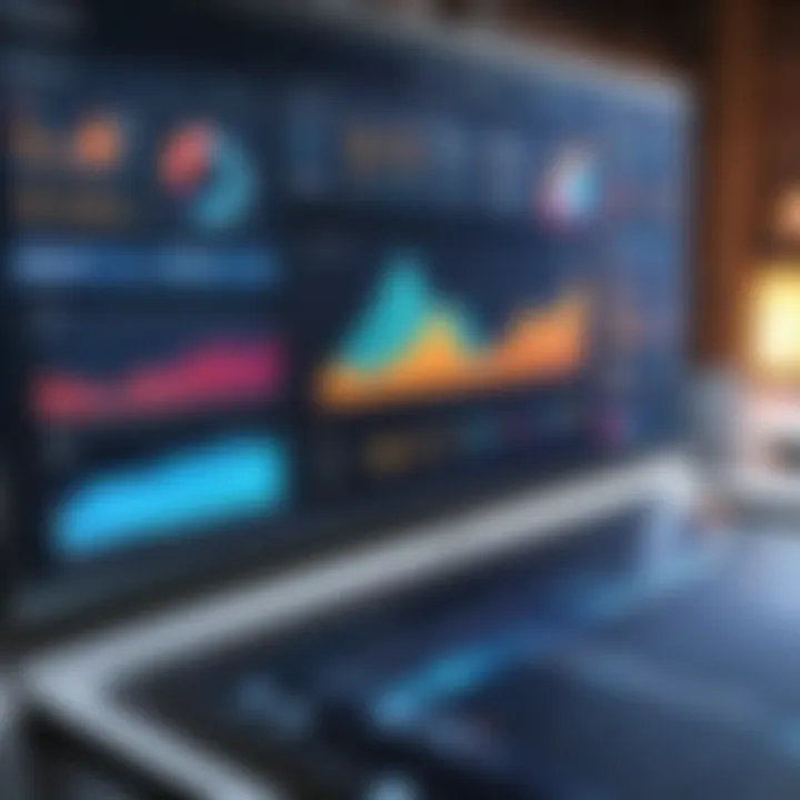 A sophisticated dashboard of construction management software displaying project metrics.