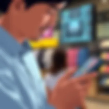 Close-up of a customer engaging with a mobile shopping app