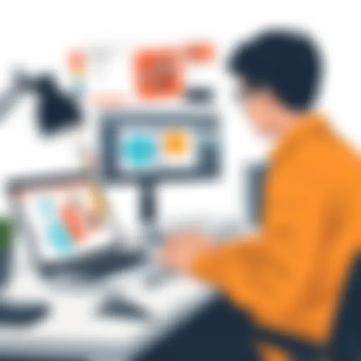 Creative Professional at Work Creative professional utilizing graphic design software on a laptop.