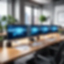 A modern workspace showcasing digital collaboration tools