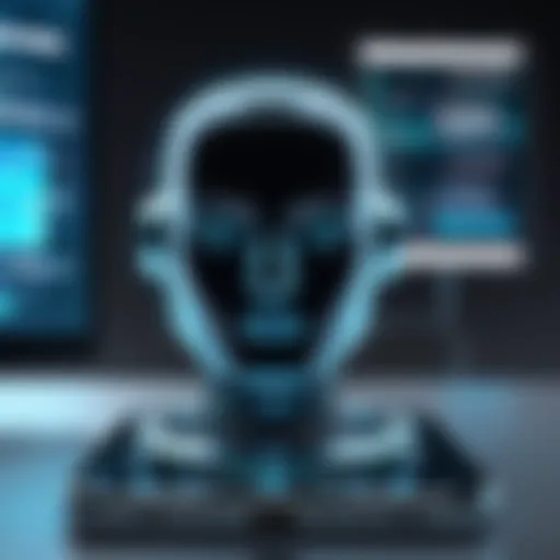 A futuristic chatbot interface displayed on a smartphone.