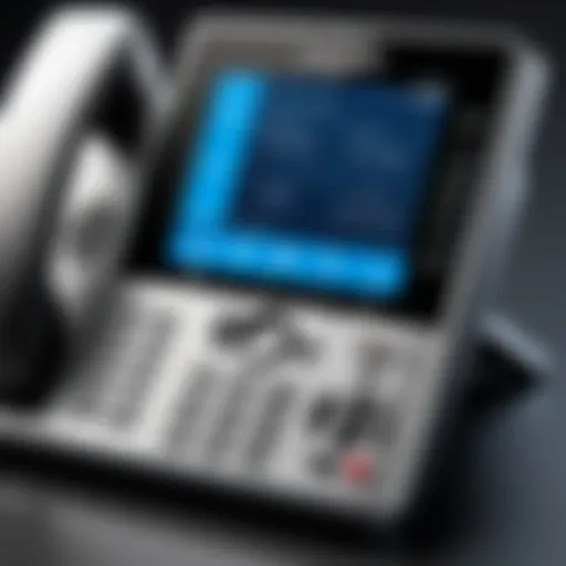 Close-up view of a Comcast Business IP phone showcasing the advanced interface and features.
