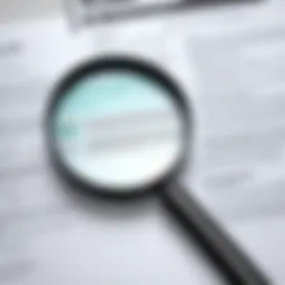 Magnifying glass over a document depicting thorough research