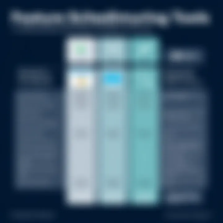 A comparison chart of key features in various project scheduling tools