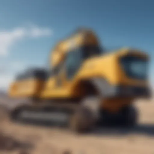 Modern heavy construction equipment under clear blue sky