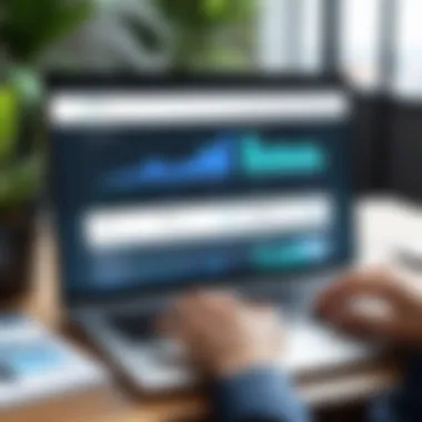 Analyzing Hotel Website Performance A person analyzing analytics data on a laptop to improve hotel website performance