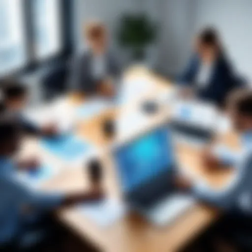 Team collaboration in an office setting