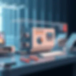 Conceptual representation of machine management software interface