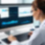 A digital interface showcasing clinic management software features