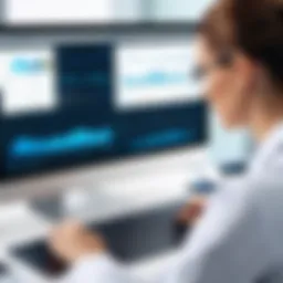 A digital interface showcasing clinic management software features