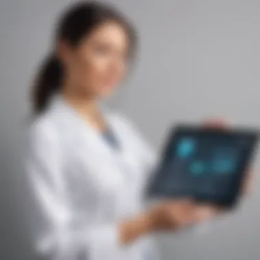 Innovative Technology in MedBridge Customer Service Person holding a tablet with MedBridge customer service interface