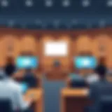 A digital courtroom scene showcasing litigation software in action