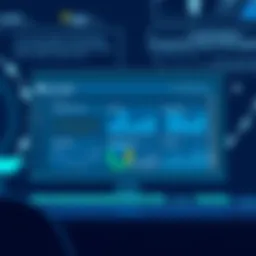 Illustration depicting a user interface of board management software with analytics dashboard.