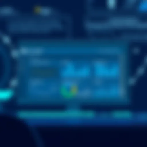 Illustration depicting a user interface of board management software with analytics dashboard.
