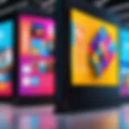Digital signage platform showcasing vibrant advertisements in a bustling environment