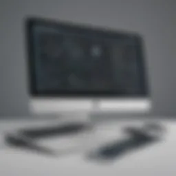 Illustration showcasing PDQ Deploy interface on a sleek Mac system