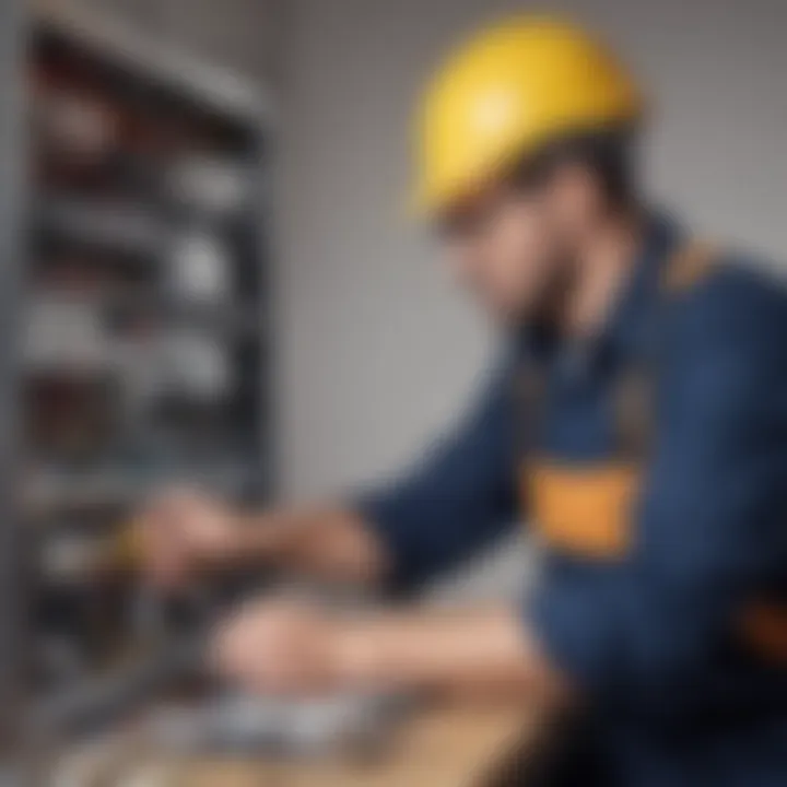 Handyman repairing electrical wiring in a house