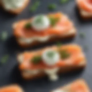 Rye Bread Toast with Smoked Salmon and Dill Cream Cheese