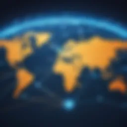 Global shipping network illustration