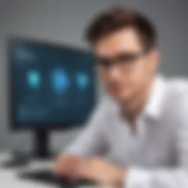 Account Setup Guide Illustration of a person setting up their Skype account