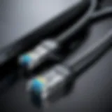 Network cable connecting two computers for data transfer