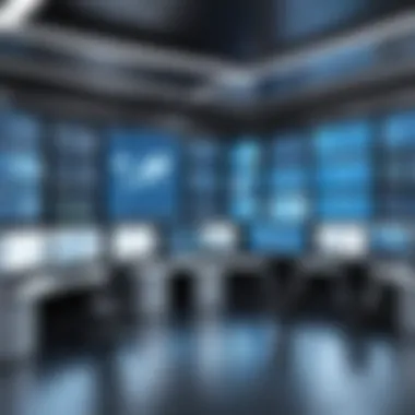 Logistics Control Room Technology A high-tech logistics control room with advanced software.