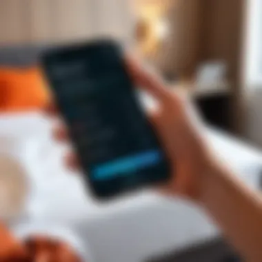 Person using a mobile app to book a hotel room