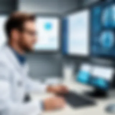 Veterinary professionals collaborating over software solutions